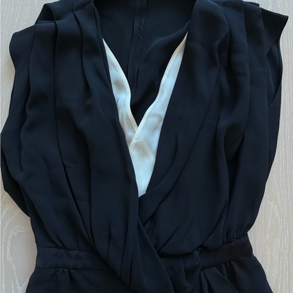 Balenciaga Black and White Draped Blouse